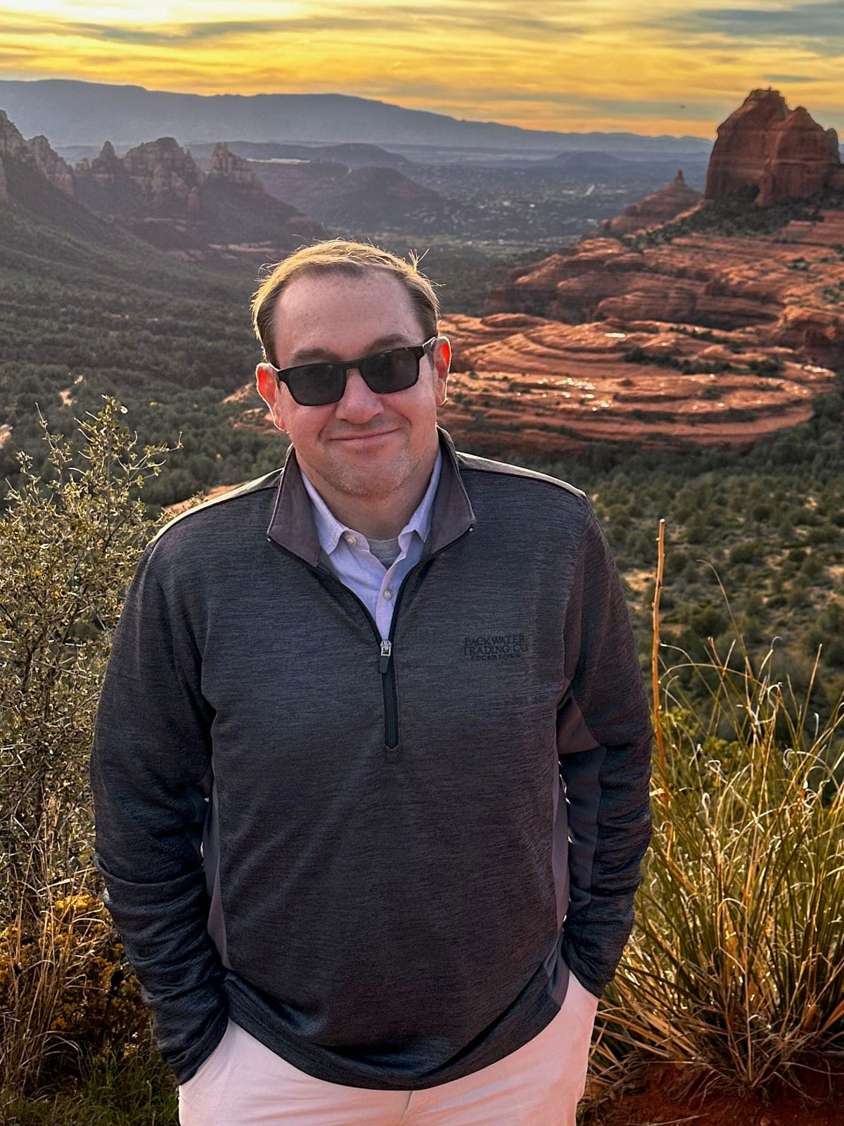 Peter Orphanos at a red-rock overlook in Sedona, Arizona